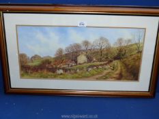 A large framed and mounted Tony Maton print titled verso 'To Pastures New'. 31" x 18".