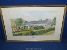 A framed and mounted watercolour, signed lower right A.
