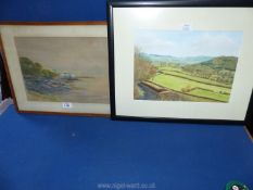 A framed and mounted Watercolour depicting a coastal scene, signed lower left Chas Page,