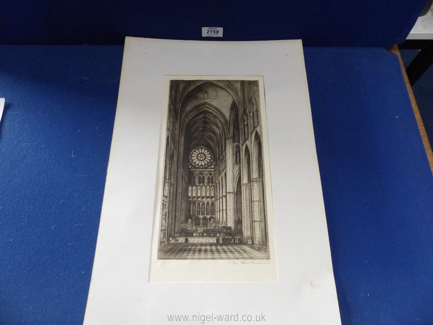 An etching of the North Transept of Westminster Abbey by Edward Sharland. - Image 2 of 3