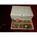 A small quantity of turquoise and white metal jewellery, broaches, necklaces, etc,