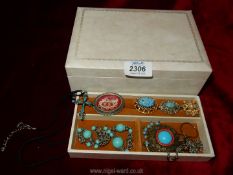 A small quantity of turquoise and white metal jewellery, broaches, necklaces, etc,