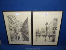 A pair of framed Prints of Venetian scenes.