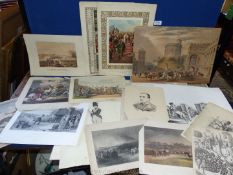 A quantity of military prints and engravings.