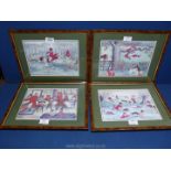 Four framed Fox hunting Prints, signed lower left Harry B.