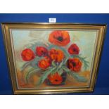 An oil on board of Poppies, signed.