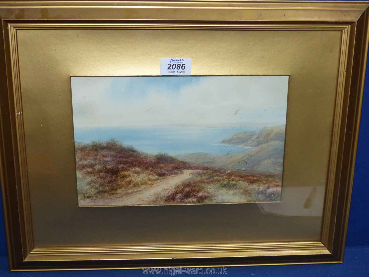 A framed and mounted watercolour depicting a coastal scene, signed lower left 'F. Parr'. - Image 2 of 5