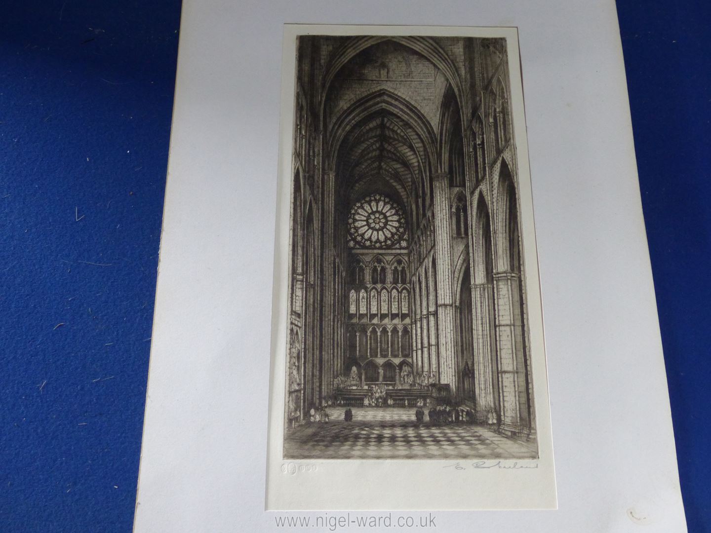 An etching of the North Transept of Westminster Abbey by Edward Sharland. - Image 3 of 3