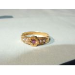 A Victorian 15ct gold seed pearl and ruby ring,