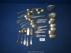 A small quantity of plated spoons including teaspoons, souvenir, berry etc.