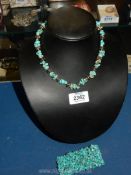 A turquoise 925 choker necklace and bracelet,