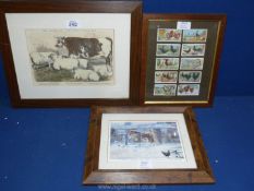 Ten framed 2nd series Ogden's Cigarette cards on Poultry,