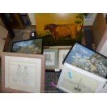 A quantity of prints to include; girl ballerinas, sailing boats,