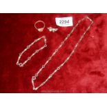 A set of Scottish hallmarked silver items to include; necklace, bracelet,