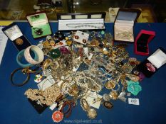 A quantity of costume jewellery, bangles, brooches, etc.