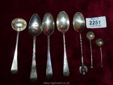 Miscellaneous silver spoons, salts etc.