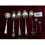 Miscellaneous silver spoons, salts etc.