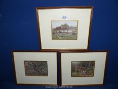 A set of three framed prints of rural scenes by Helen Allingham