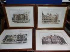 Four Prints of Big houses by C.J. Richardson.