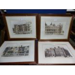 Four Prints of Big houses by C.J. Richardson.