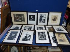 A quantity of black and white facsimile photographs to include; Gerald Seymour, Rev.