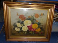 A 19th c. Oil painting of chrysanthemums.