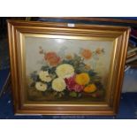 A 19th c. Oil painting of chrysanthemums.