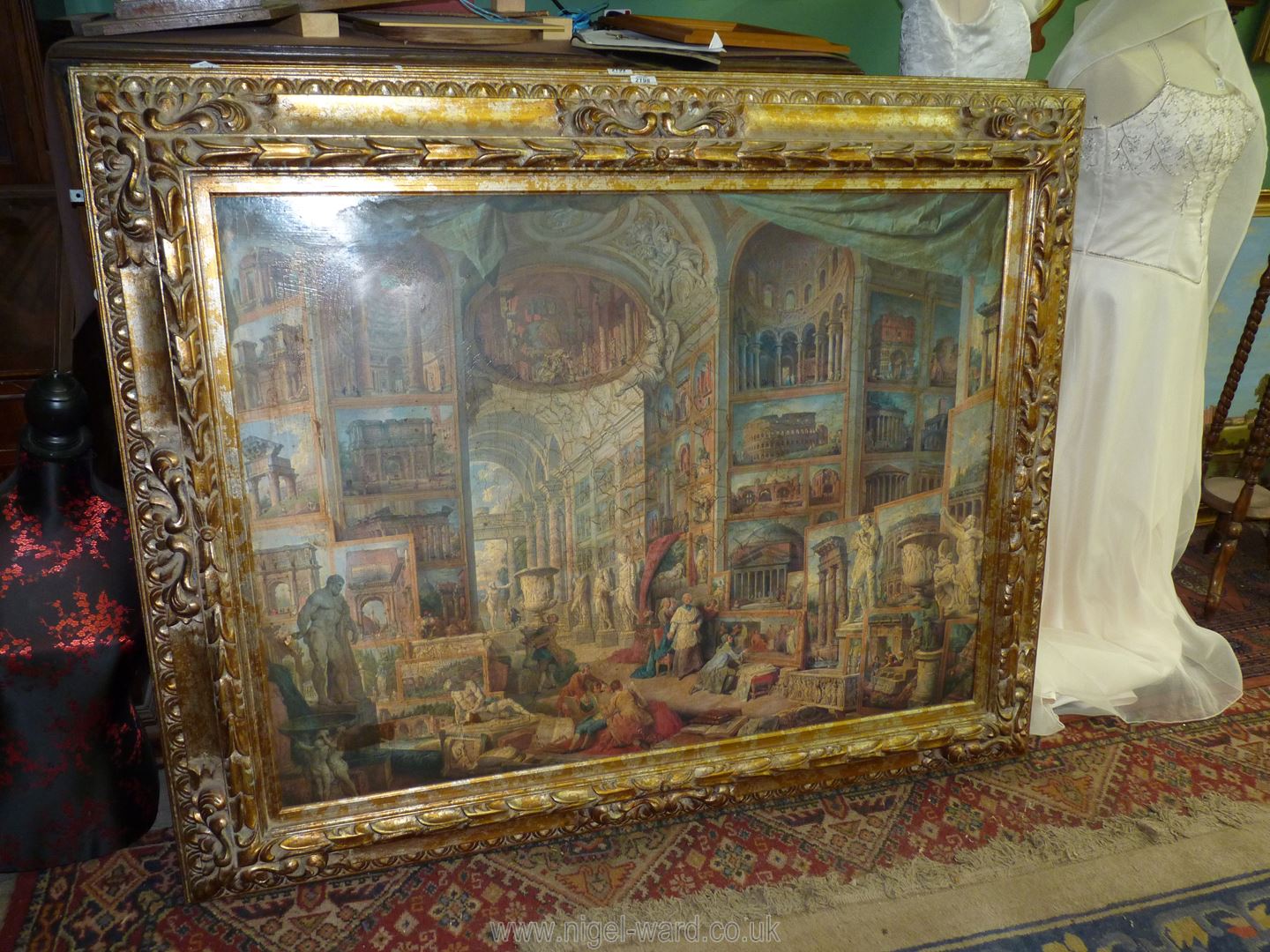 A very large ornate gilt framed Print on board by Giovanni Paolo Panini titled 'Ancient Rome', - Image 3 of 12