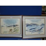 Alfred Birdsey: a pair of 1970's watercolours of Bermuda harbour landscapes.