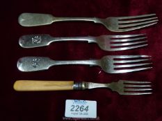 A pair of Silver forks, London 1880, H.J.L & J.W, a single silver fork by A.