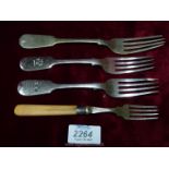 A pair of Silver forks, London 1880, H.J.L & J.W, a single silver fork by A.