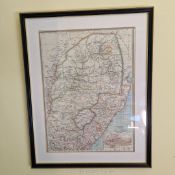 A Boer War period Map of South Africa (1898) in a Hogarth type frame, 19'' wide x 24'' high.