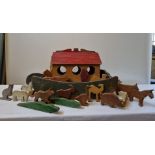 Tiger Toys of Petersfield: An early vintage wooden toy Noah’s Ark with 24 animals;