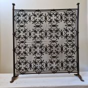 A very attractive vintage wrought iron fire screen in the French Louis XIV style,