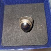 A Georg Jensen sterling silver ring set in hematite stone,