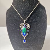 Charles Horner: a good circa 1900 art nouveau sterling silver pendant on chain,