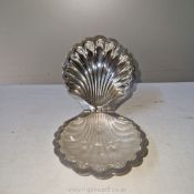 A delightful art deco style EPNS scallop shell sauce dish with heavy glass liner- superb for