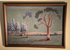 A well executed tapestry landscape picture of tall trees (possibly American work).