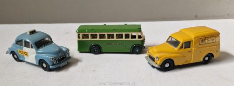 Toys: three vintage Corgi vehicles, all unboxed but with rubber wheels (AA,