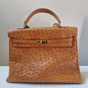 Stefano Serapian Milano: a rare vintage ostrich skin Handbag (probably c.