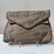 Be & D New York a shabby chic every day suede shoulder bag with lizard effect surface and chain