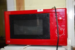 A red microwave.