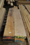 Four lengths of oak up to 74'' long and up to 8 1/2'' x 3''.