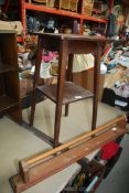 Wooden two shelf Plant Stand and a wooden towel rail.