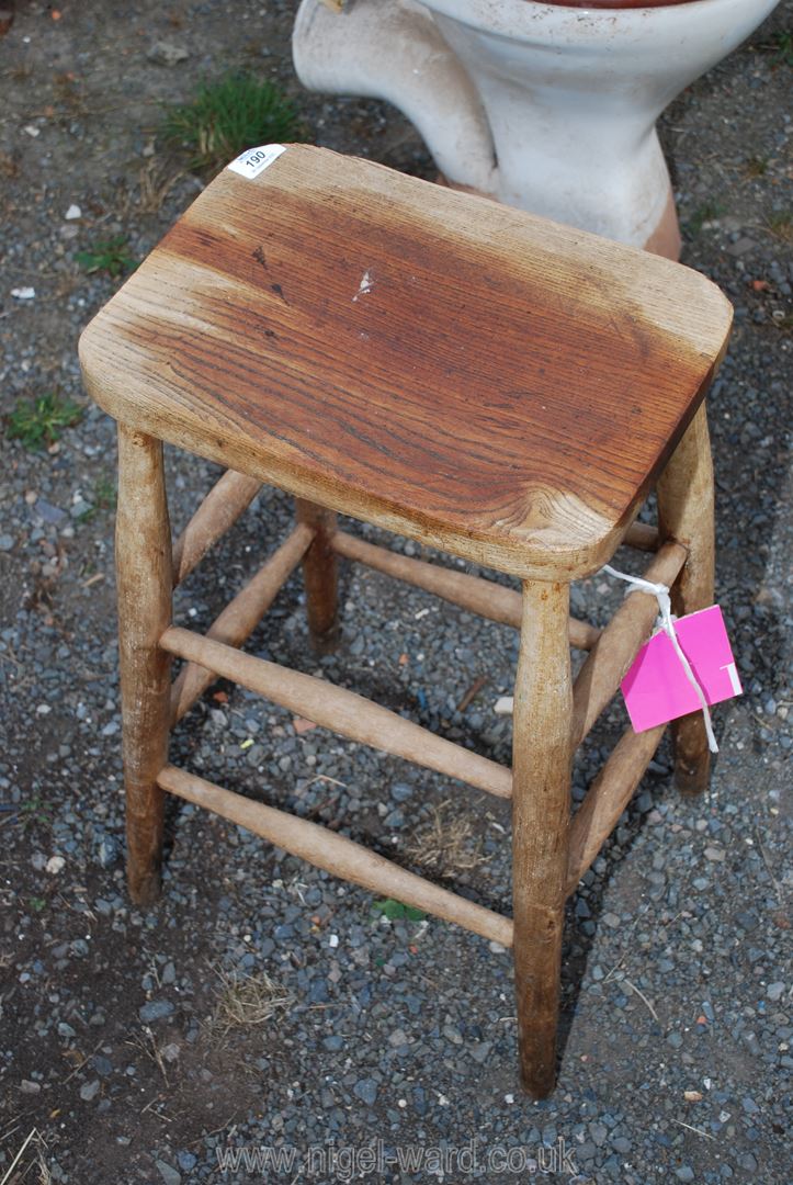 A pine stool.