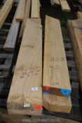 Four lengths of oak up to 61'' long and up to 8 1/2'' x 3''.