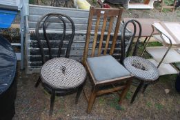 Three old chairs a/f.