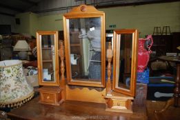 A dressing table triptych mirror with 2 drawers.