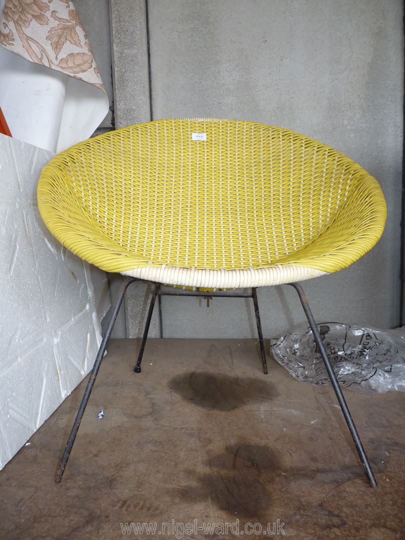 Yellow cane seated chair