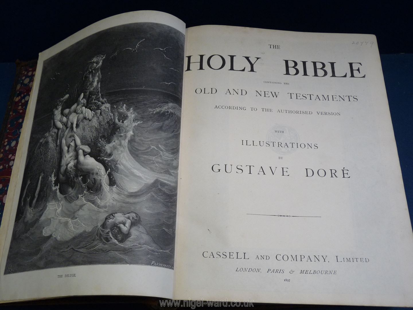 A volume - The Holy Bible with illustrations by Gustave Dore 1897 with blank family register and